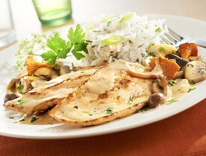 Recette du quotidien Maître CoQ, Escalopes de poulet aux champignons